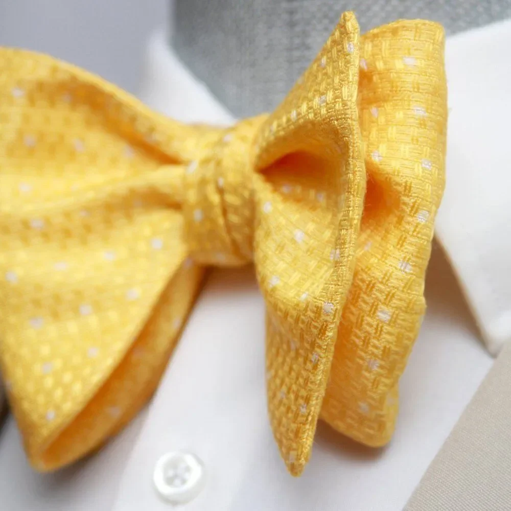 Men's Self‎ tied Bow Tie Big Butterfly Bow tie S698 Light Yellow